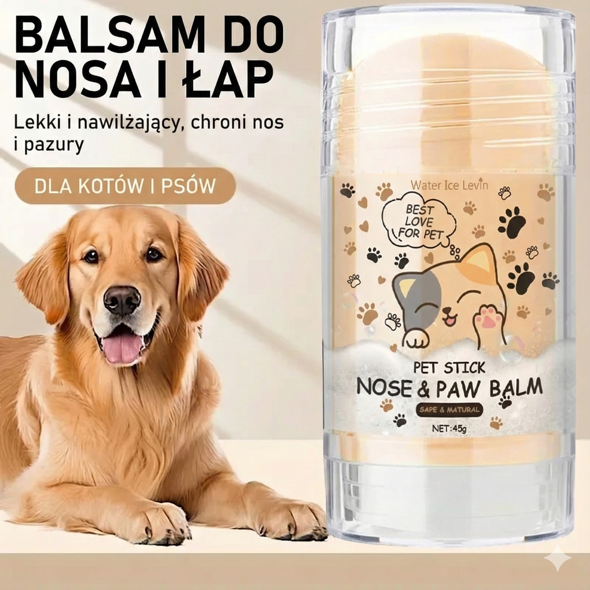 Balsam Ochronny 45 g do Łap i Nosa – Naturalna Regeneracja dla Psów i Kotów