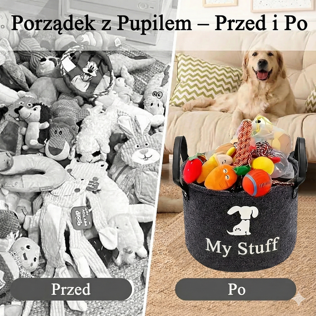 Filcowy Kosz na Zabawki dla Psów – Duży Pojemnik na Akcesoria, Koce i Zabawki | Miękki, Składany, Bezpieczny