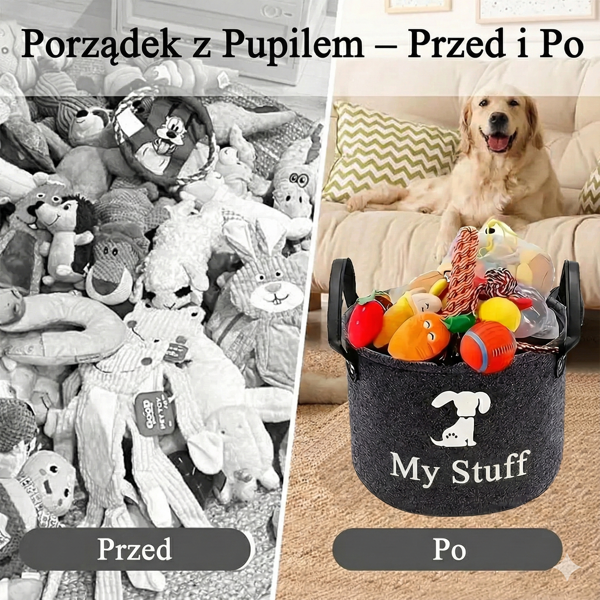 Filcowy Kosz na Zabawki dla Psów – Duży Pojemnik na Akcesoria, Koce i Zabawki | Miękki, Składany, Bezpieczny