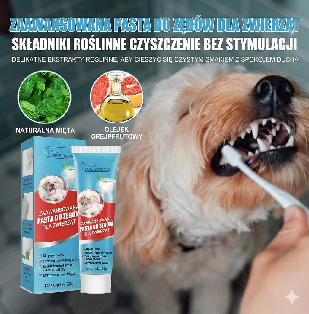 Naturalna Jadalna Pasta do Zębów dla Psów i Kotów 60 g | Enzymatyczna, Odświeżająca, Bezpieczna | Fresh Breath Dog Cat Toothpaste