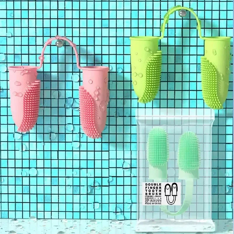 Silikonowa Dwupalczasta Szczoteczka do Zębów dla Psów i Kotów | Delikatna Nakładka do Higieny Jamy Ustnej | Dog Finger Toothbrush